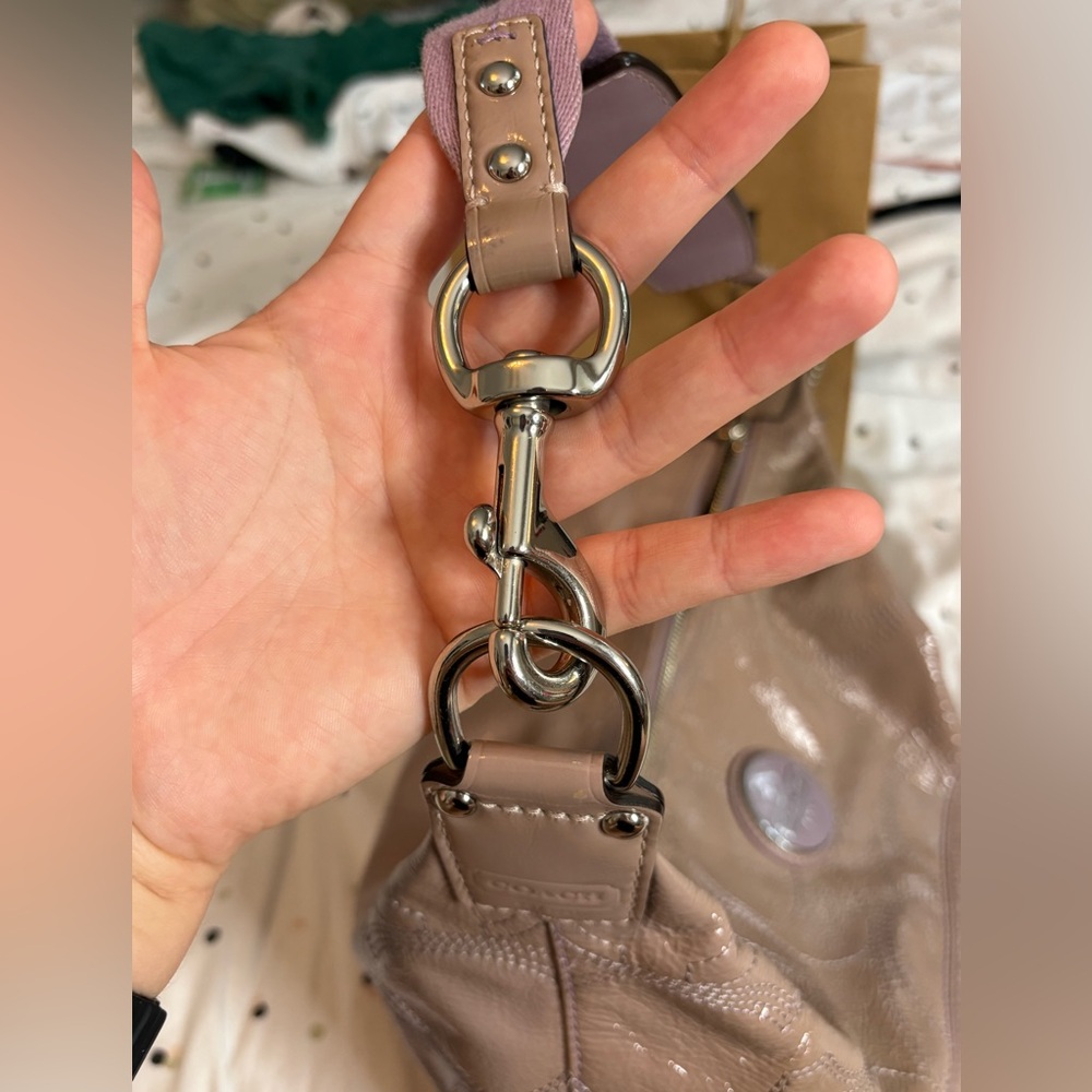 Coach Champagne Shoulder Bag with Purple Accents - Picture 7 of 11